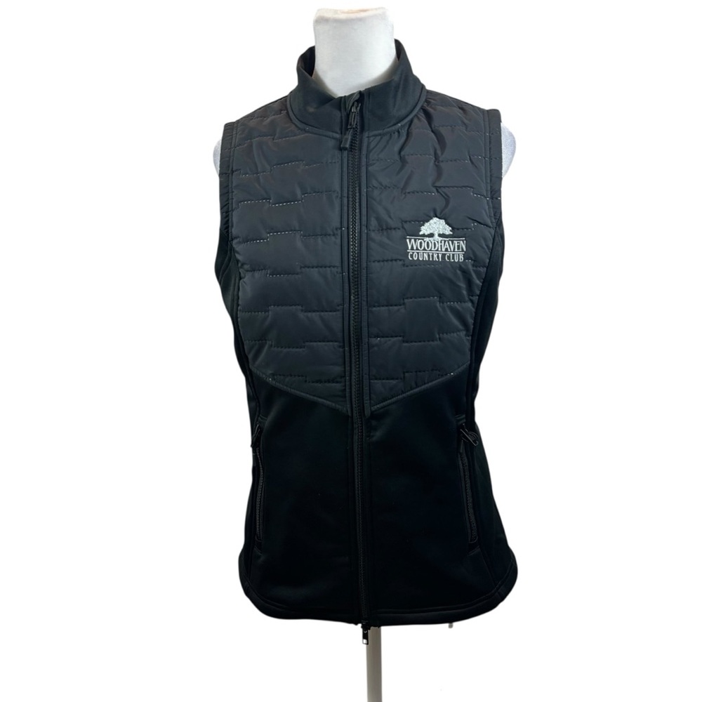 Ladies Levelwear Brand Golf Vest Black Medium Woodhaven County Club Logo